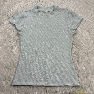 Intimately Free People Ribbed Short Sleeve Tee Mock Neck